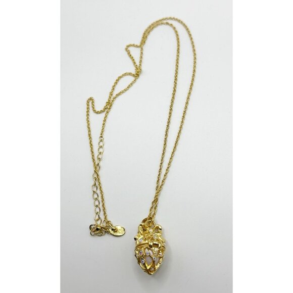 Joan Rivers Imperial Treasures Hinged Pearl Gold Tone Egg Pendant Necklace 30” - Picture 2 of 7